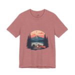 Couple Canoe Camping Sunset Illustration T-Shirt